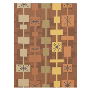 Mid Century Modern Multicolored Brown Tablecloth