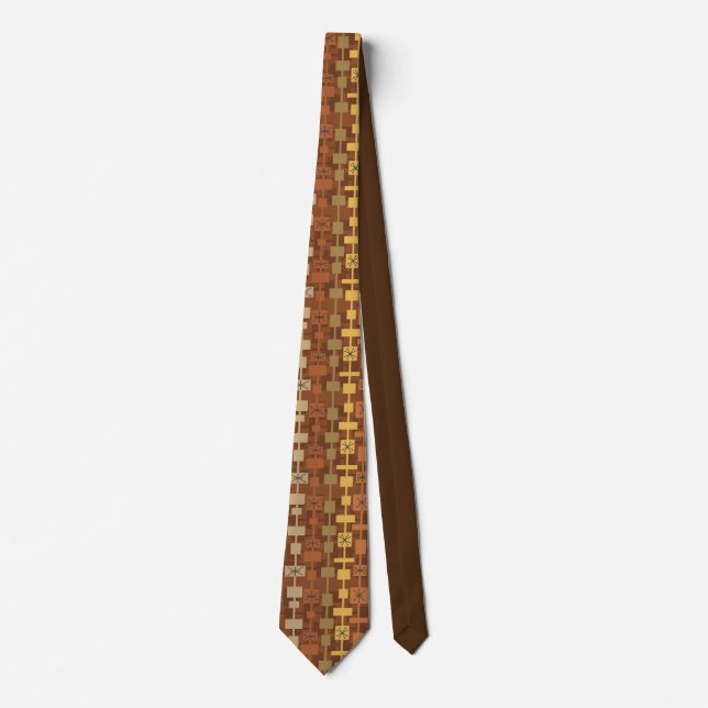 Mid Century Modern Multicolored Brown Tie (Front)