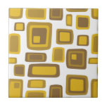 Mid-Century Modern Mustard Gold Brown Square Ceramic Tile<br><div class="desc">Mid-century modern inspired design featuring vintage pattern of retro squares in a golden mustard colour palette with brown accents on a white background. Simple, clean modern design. Create your own custom pattern by uploading a new image, or use the "contact this designer" button for help. To create your own patterned...</div>