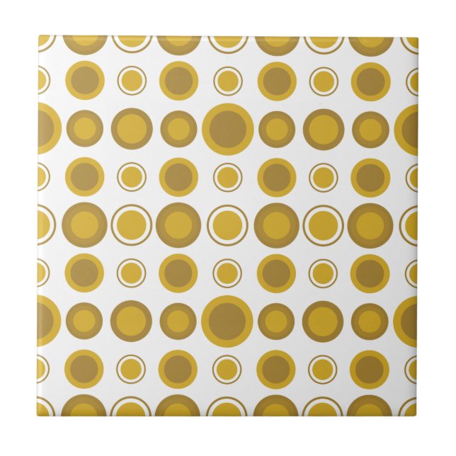Mid-Century Modern Mustard Gold Geometric Pattern Ceramic Tile (Front)