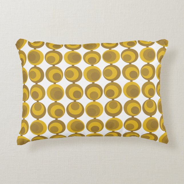 Mid-Century Modern Mustard Gold Retro Geo Pattern Decorative Cushion (Front)