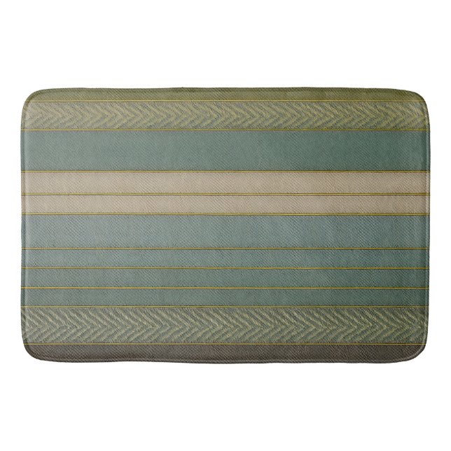 Mid Century Modern Muted Stripes Print Bath Mat (Front)