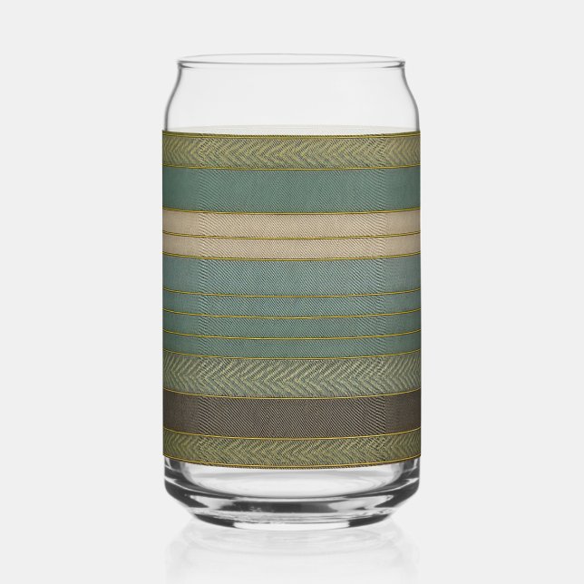Mid Century Modern Muted Stripes Print Can Glass (Front)