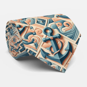 Mid Century Modern Nautical Themed Neck Tie
