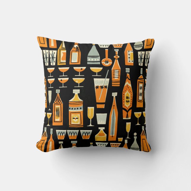 Mid-Century Modern Night Life Pattern Cushion (Front)