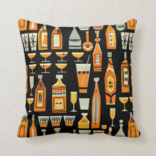 Mid-Century Modern Night Life Pattern Cushion