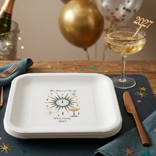Mid Century Modern NYE Party Retro Paper Plate