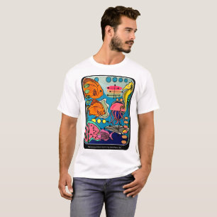 'Mid-Century Modern Ocean Aquatic' painting on a T-Shirt
