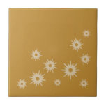 Mid-Century Modern Ochre Gold Starburst Design Ceramic Tile<br><div class="desc">Mid-century modern inspired design featuring vintage retro starbursts in an organic design on an ochre gold background. Simple,  clean modern design.</div>