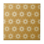 Mid-Century Modern Ochre Gold Starburst Pattern Ceramic Tile<br><div class="desc">Mid-century modern inspired design featuring vintage pattern of retro starbursts on an ochre gold background. Simple, clean modern design. Create your own custom pattern by uploading a new image, or use the "contact this designer" button for help. To create your own patterned design: 1. Select personalise this template. 2. Replace...</div>