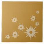 Mid-Century Modern Ochre Gold Starbursts Ceramic Tile<br><div class="desc">Mid-century modern inspired design featuring vintage retro starbursts on an ochre gold background. Simple,  clean modern design.</div>
