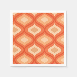 Mid century modern ogee orange and beige   napkin