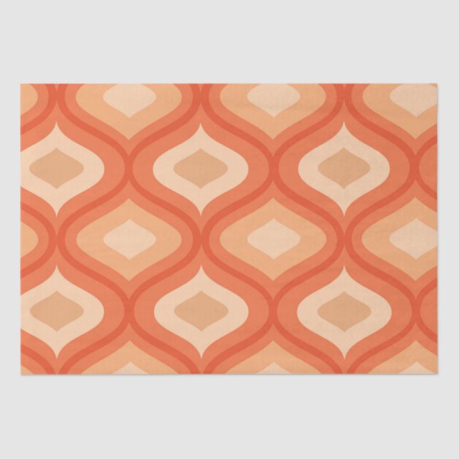 Mid Century Modern Ogee Orange and beige   Tissue Paper (Front)