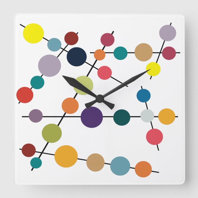 Mid-Century Modern Olives  Square Wall Clock (Front)