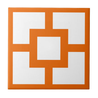 Mid Century Modern Orange and White Breeze Block  Ceramic Tile