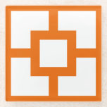 Mid Century Modern Orange and White Breeze Block  Glass Coaster<br><div class="desc">Mid Century Modern Geometric Minimalist Breeze Block Pattern Orange and White. Classic retro mid mod architectural design with a vintage midcentury minimalistic aesthetic.</div>