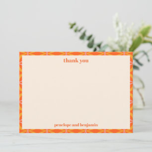 Mid Century Modern Orange Border Custom Wedding  Thank You Card