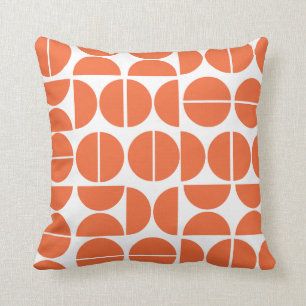Mid-century modern orange circle abstract cushion
