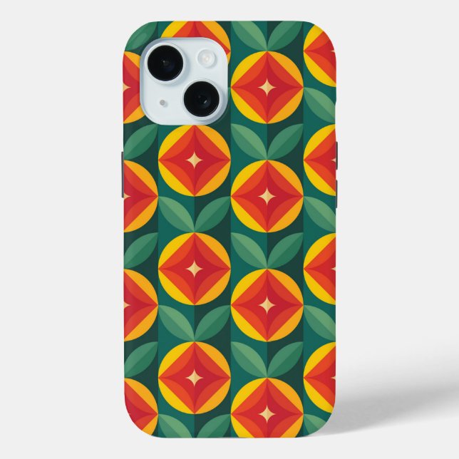 Mid Century Modern Orange Floral Pattern Case-Mate iPhone Case (Back)