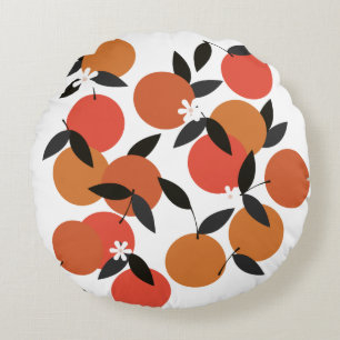 Mid Century Modern Orange Fruit Round Cushion