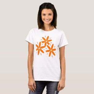 Mid-Century Modern Orange Geometric Floral  T-Shirt