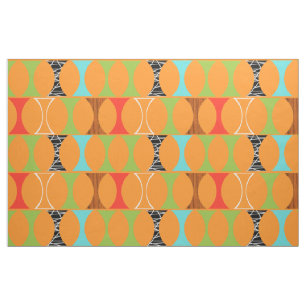 Mid Century Modern Orange Pattern Cotton Fabric