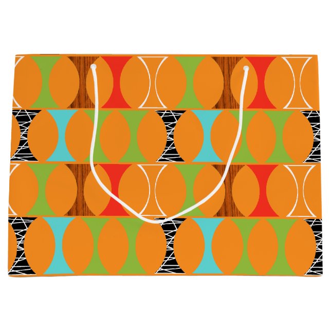 Mid Century Modern Orange Pattern Gift Bag (Front)