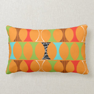 Mid Century Modern Orange Pattern Lumbar Pillow