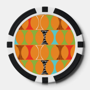 Mid Century Modern Orange Pattern Poker Chips