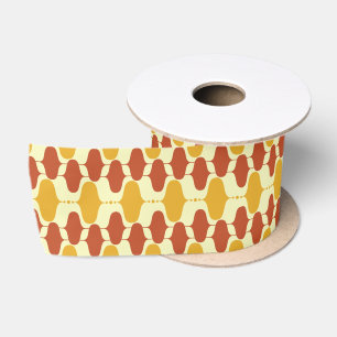 Mid-Century Modern Orange Pattern – Retro Accent Satin Ribbon