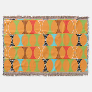 Mid Century Modern Orange Pattern Throw Blanket