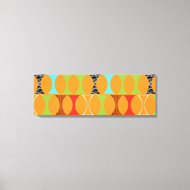 Mid Century Modern Orange Pattern Wrapped Canvas (Front)