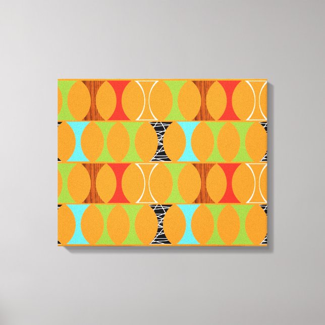Mid Century Modern Orange Pattern Wrapped Canvas (Front)