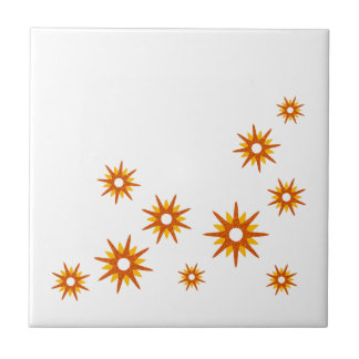 Mid-Century Modern Orange Starburst Design Ceramic Tile