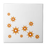 Mid-Century Modern Orange Starburst Design Ceramic Tile<br><div class="desc">Mid-century modern inspired design featuring vintage retro orange starbursts in an organic design on a white background. Simple,  clean modern design.</div>