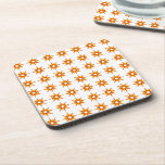 Mid-Century Modern Orange Starburst Pattern Coaster<br><div class="desc">Mid-century modern inspired design featuring vintage pattern of retro starbursts in shades of orange and yellow on a white background. Simple, clean modern design. Create your own custom pattern by uploading a new image, or use the "message" button to contact the designer for help. To create your own patterned design:...</div>