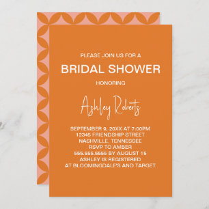 Mid-Century Modern Orange Sun Mod Bridal Shower Invitation