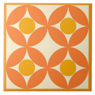 Mid Century Modern Orange Yellow Ceramic Tile