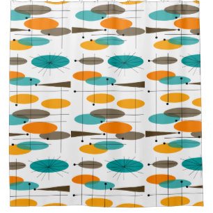 Mid-Century Modern Orbs Shower Curtain