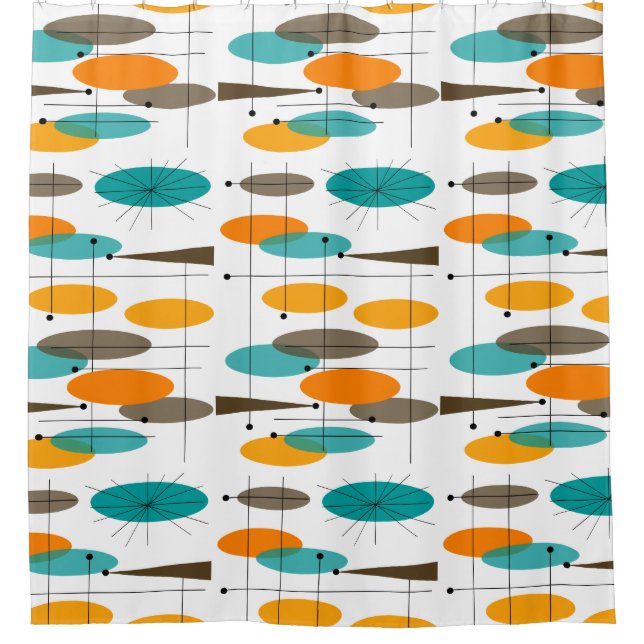 Mid-Century Modern Orbs Shower Curtain (Front)