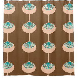 Mid-Century Modern Ovals Abstract Brown I Shower Curtain
