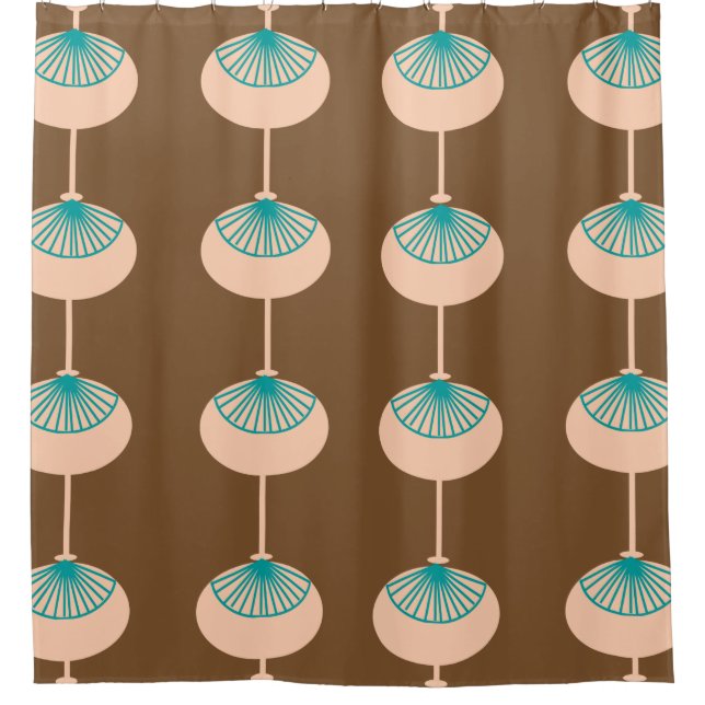 Mid-Century Modern Ovals Abstract Brown I Shower Curtain (Front)