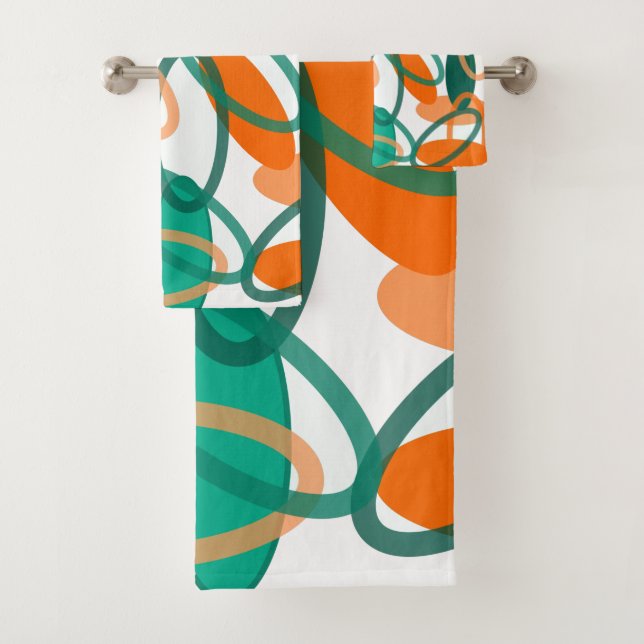 Mid-Century Modern Ovals Bath Towel Set (Insitu)
