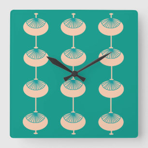 Mid-Century Modern Ovals Pattern Square Wall Clock
