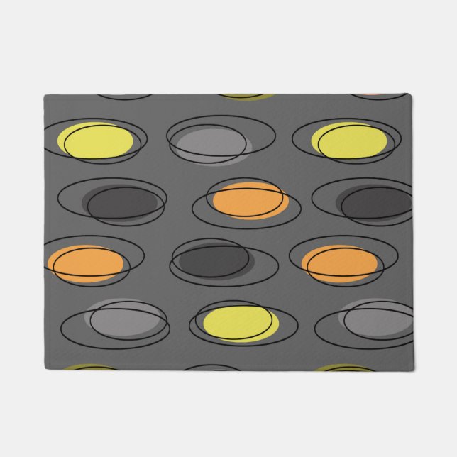 Mid Century Modern Ovals Scribbles Slate Grey Doormat (Front)