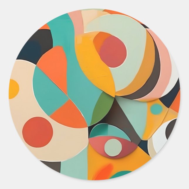 Mid Century Modern Painting, Various Colours Classic Round Sticker (Front)