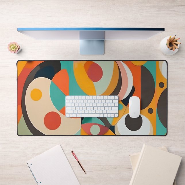 Mid Century Modern Painting, Various Colours Desk Mat (Office 1)