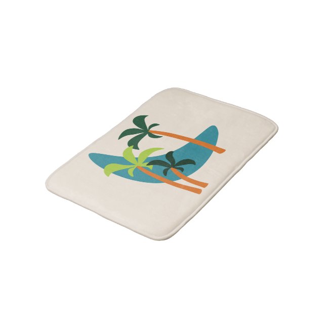 Mid Century Modern Palm Oasis Bath Mat (Angled)