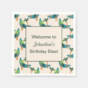 Mid Century Modern Palm Oasis Birthday Party Napkin