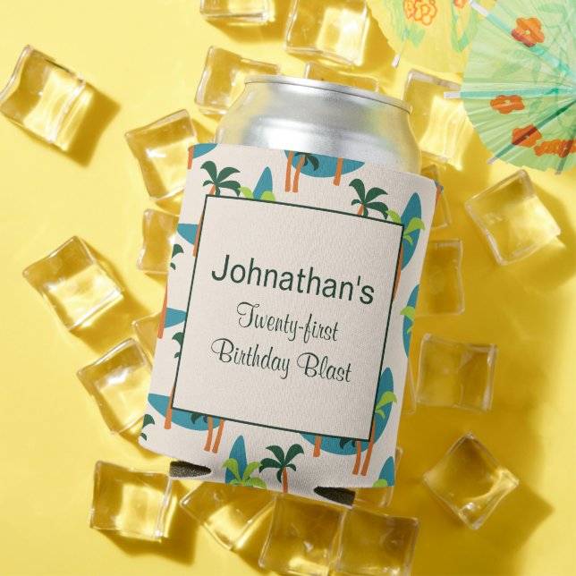 Mid Century Modern Palm Oasis Can Cooler (In Situ Summer)